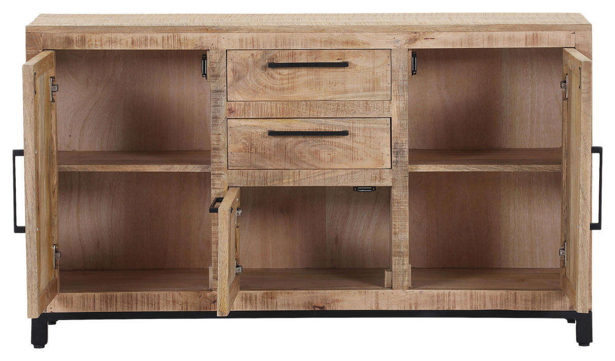 SIDEBOARD  140/80/40 cm 2 Schublade(n)  - Schwarz/Naturfarben, Design, Holz/Metall (140/80/40cm) - Landscape