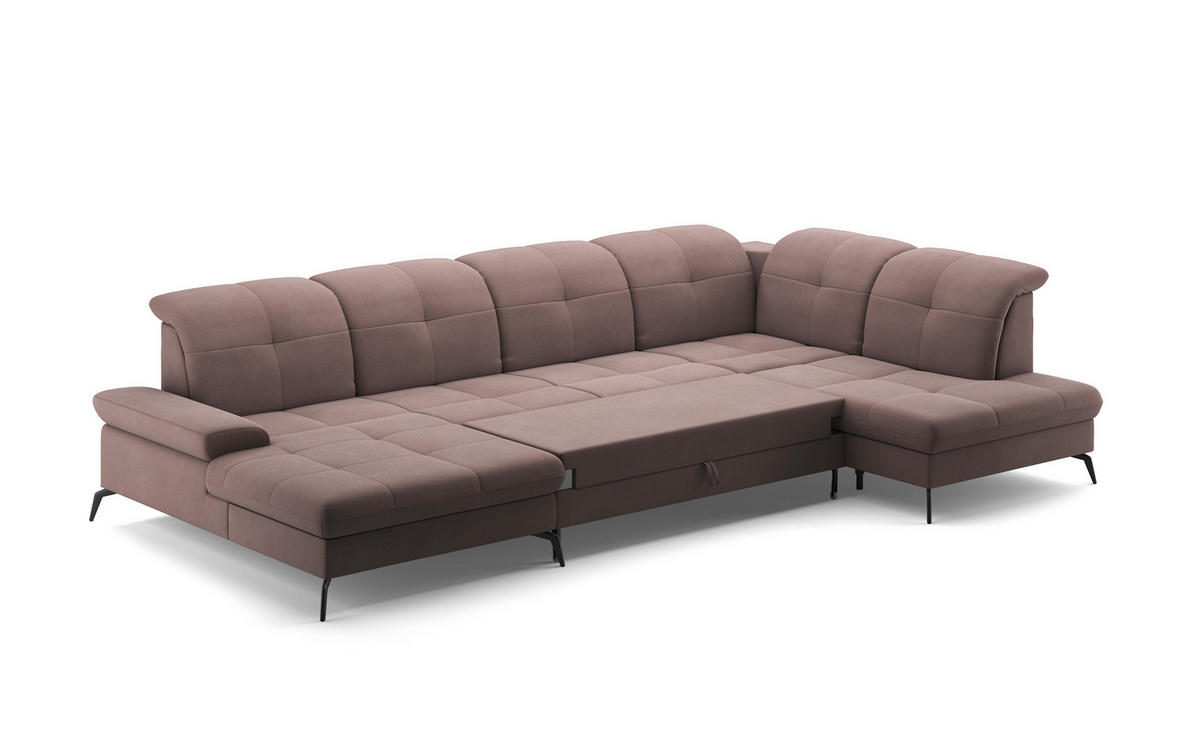 WOHNLANDSCHAFT in Flachgewebe Taupe  - Taupe/Schwarz, Konventionell, Textil/Metall (185/357/231cm) - Sit & More