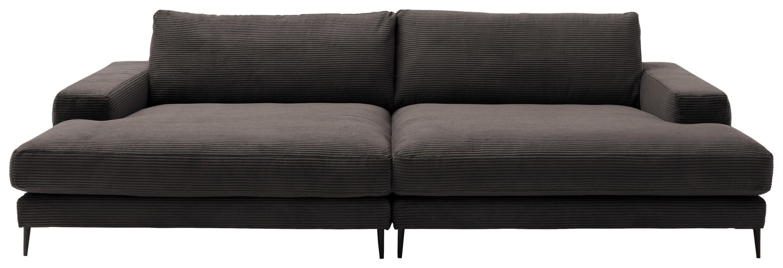 BIGSOFA Cord Dunkelbraun, Mokka  - Dunkelbraun/Schwarz, Design, Textil/Metall (296/83/177cm) - Dieter Knoll