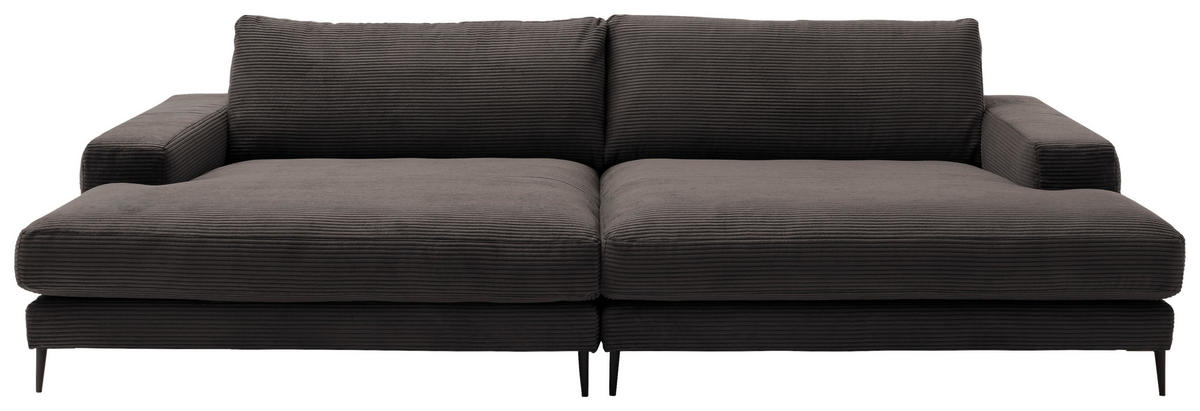 BIGSOFA  in Cord Dunkelbraun, Mokka  - Dunkelbraun/Schwarz, Design, Textil/Metall (296/83/177cm) - Dieter Knoll