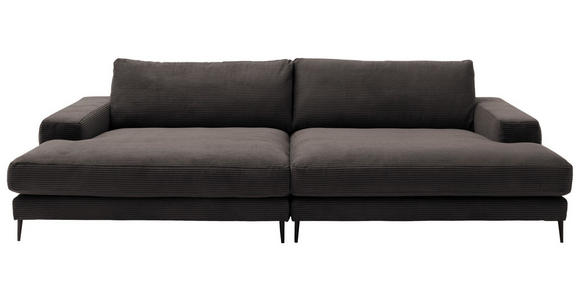 BIGSOFA Cord Dunkelbraun, Mokka  - Dunkelbraun/Schwarz, Design, Textil/Metall (296/83/177cm) - Dieter Knoll