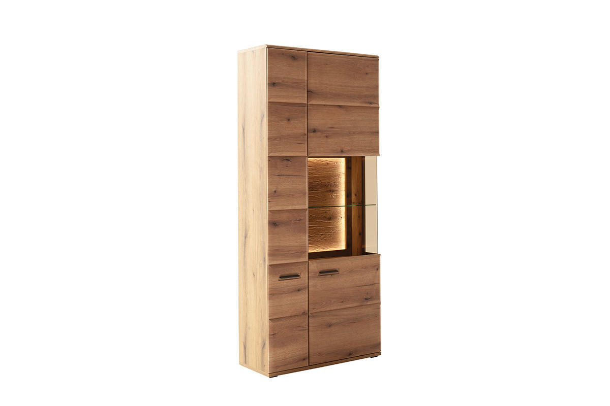 VITRINE in Eichefarben  - Eichefarben/Anthrazit, Design, Glas/Holzwerkstoff (90/206/38cm) - Livetastic