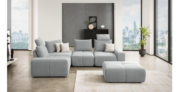 ECKSOFA in Velours Grau  - Schwarz/Grau, Design, Kunststoff/Textil (236/326cm) - Xora