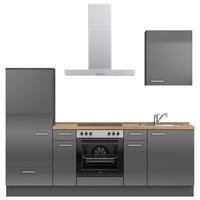 KÜCHENLEERBLOCK 240 cm   in Eichefarben, Schieferfarben  - Schieferfarben/Edelstahlfarben, MODERN, Holzwerkstoff/Metall (240cm) - Nobilia