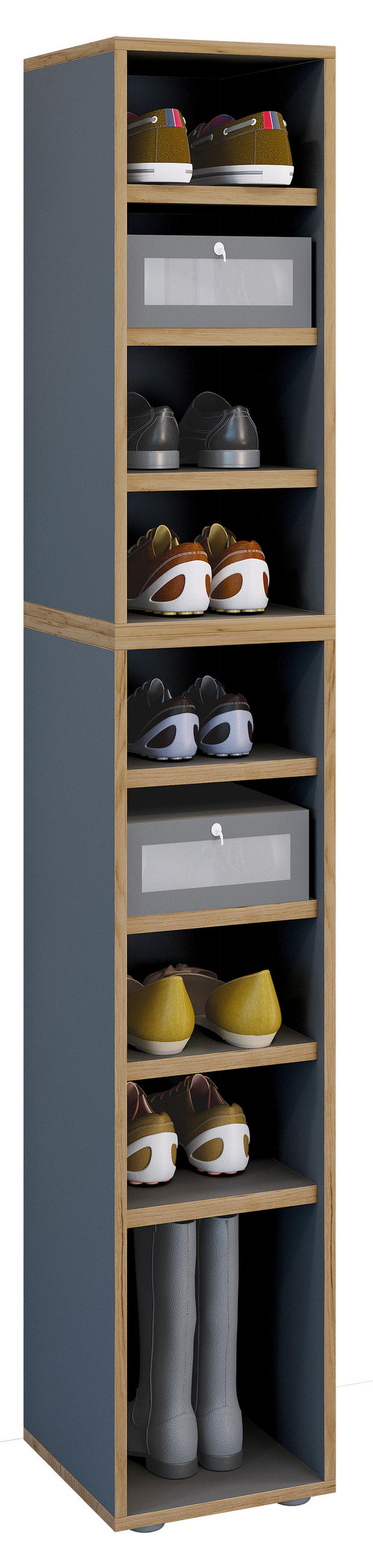 SCHUHREGAL Anthrazit, Honigeiche  - Honigeiche/Anthrazit, Design, Holzwerkstoff/Kunststoff (30/183/33cm) - MID.YOU