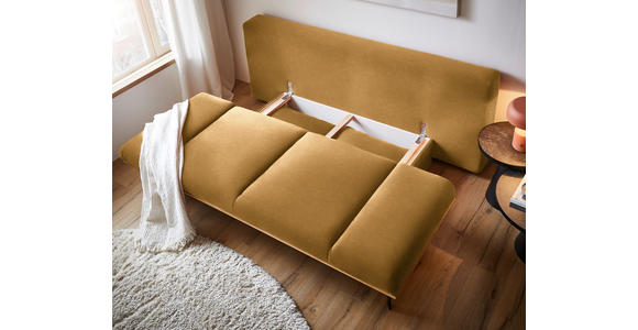 SCHLAFSOFA in Chenille Currygelb - Currygelb/Schwarz, MODERN, Holz/Textil (212/89/102cm) - Dieter Knoll