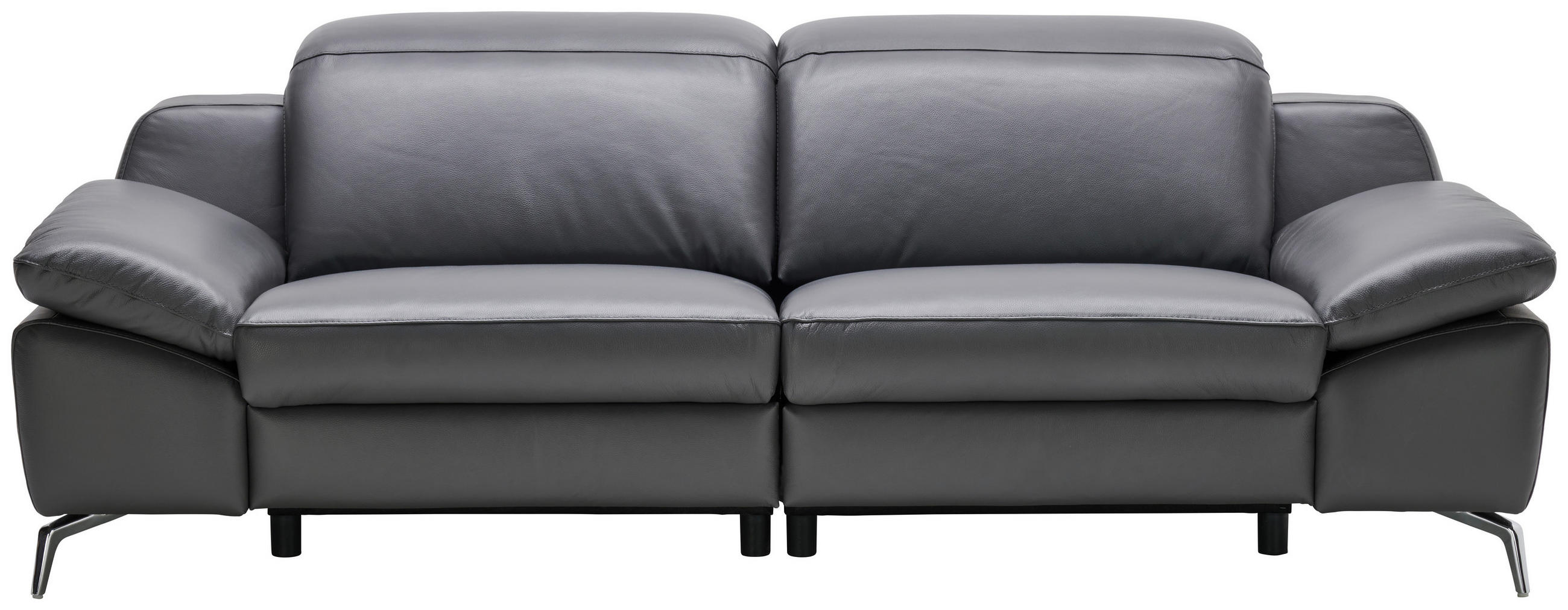 3-SITZER-SOFA Echtleder Anthrazit  - Anthrazit, Design, Leder/Metall (234/83-99/110cm) - Celina Home