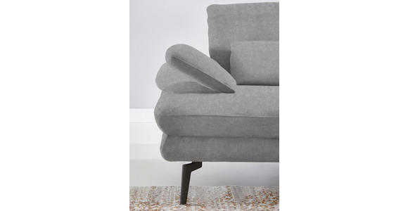 ECKSOFA in Velours Hellgrau 310/180 cm - Hellgrau/Schwarz, Design, Textil/Metall (310/180cm) - Dieter Knoll