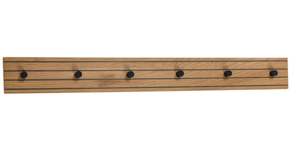 HAKENLEISTE in Schwarz, Eichefarben - Eichefarben/Schwarz, Design, Holzwerkstoff/Metall (80/9/1,5cm) - Carryhome