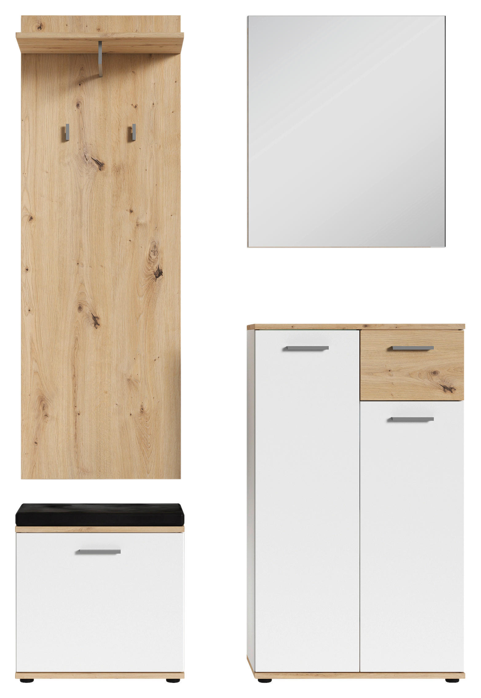 GARDEROBE 4-teilig in 60/102/30 cm - Weiß/Eiche Artisan, Design, Holzwerkstoff (60/102/30cm) - MID.YOU