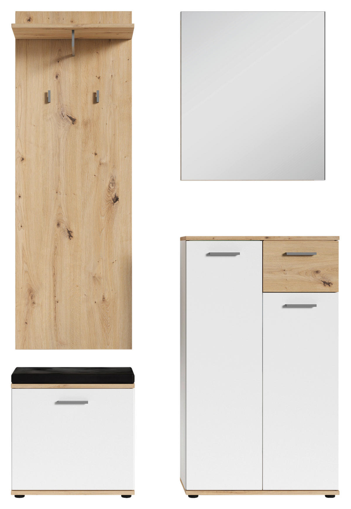 GARDEROBE 4-teilig  in 60/102/30 cm  - Weiß/Eiche Artisan, Design, Holzwerkstoff (60/102/30cm) - MID.YOU