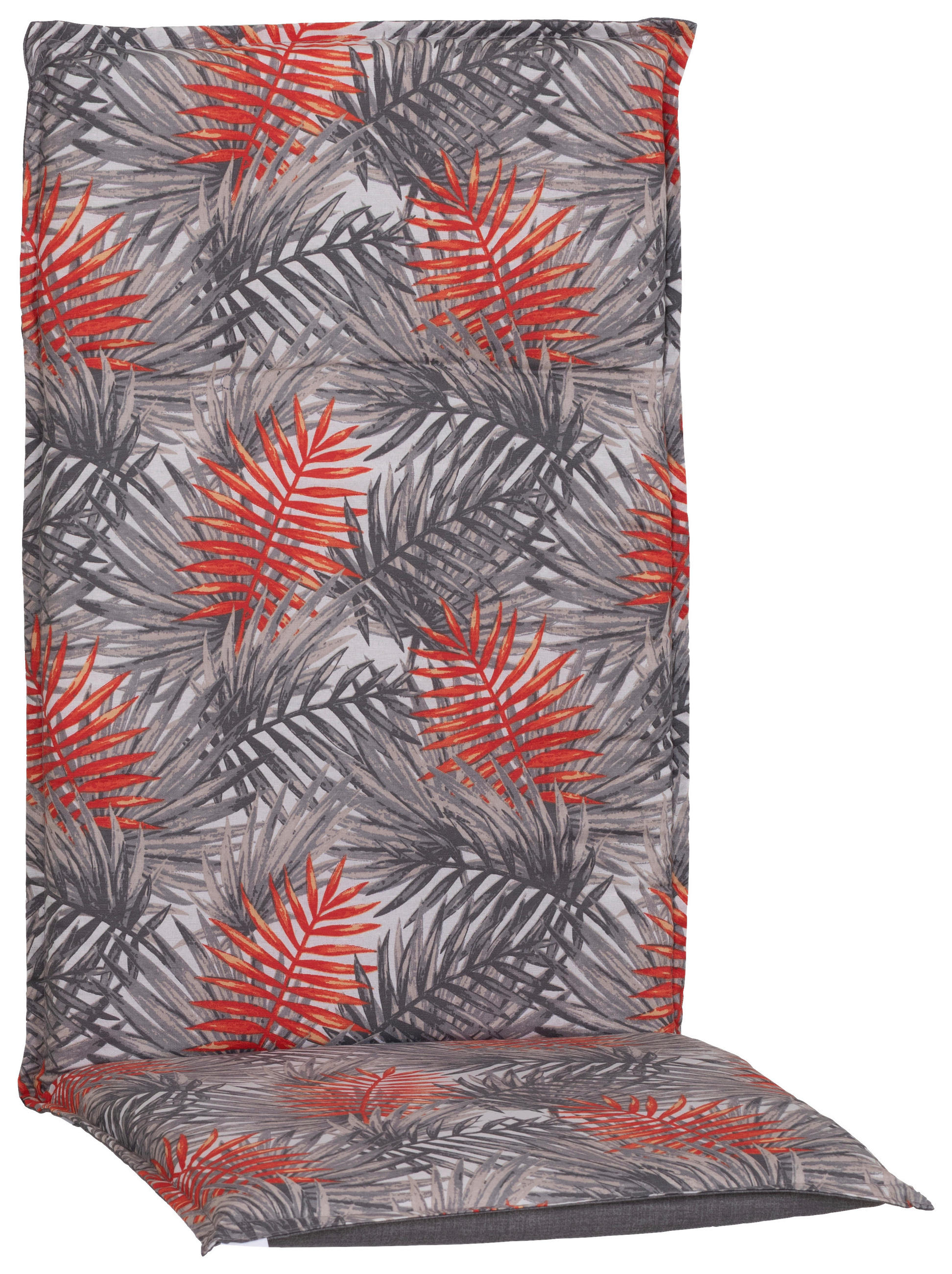 Sesselauflage Hochlehner Grau/Orange Geblumt