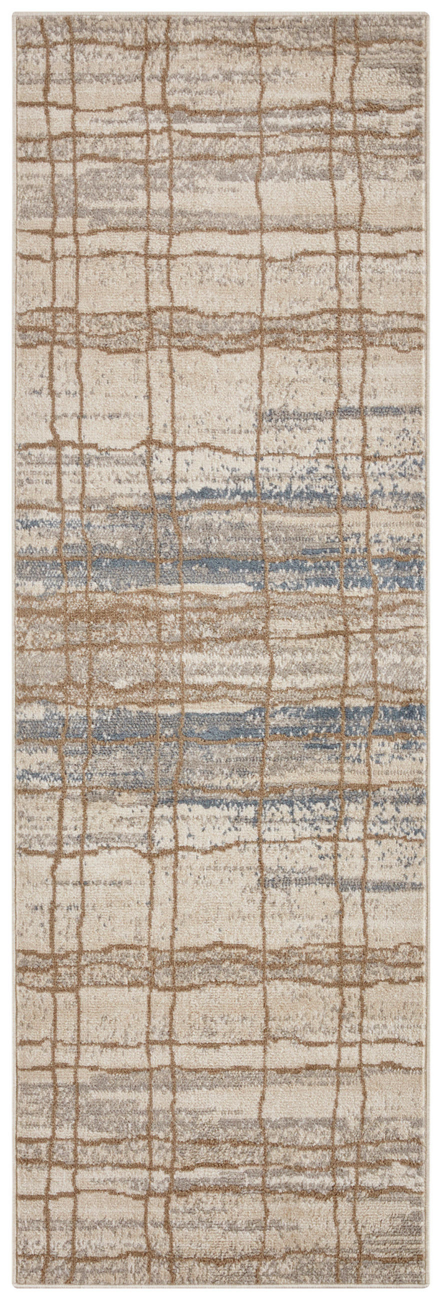 LÄUFER 80/200 cm Terrain  - Blau/Creme, Basics, Kunststoff/Textil (80/200cm)