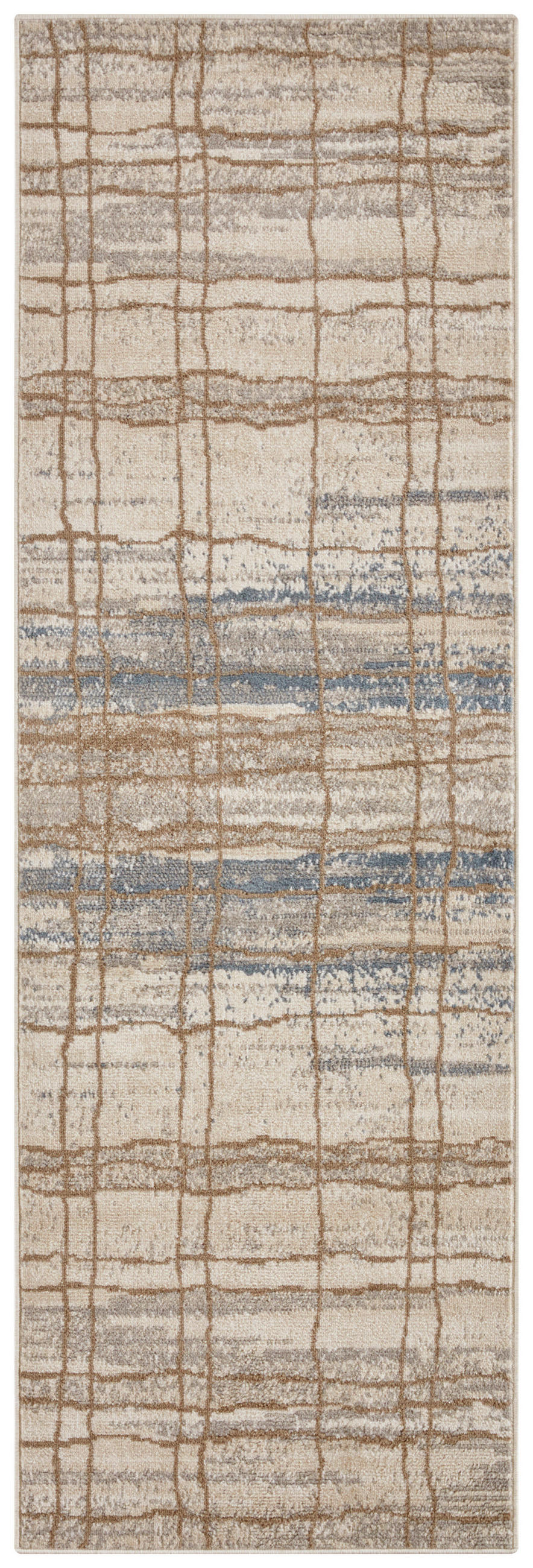 LÄUFER 80/200 cm Terrain  - Blau/Creme, Basics, Kunststoff/Textil (80/200cm)