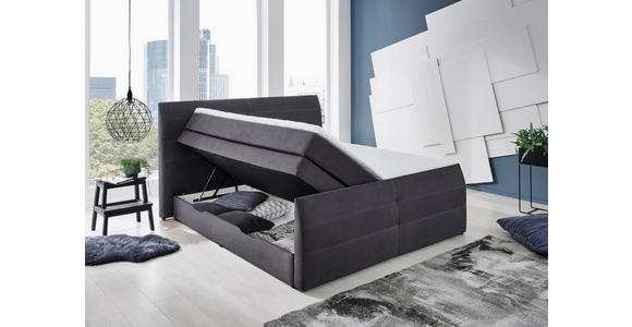 BOXSPRINGBETT 180/200 cm  in Anthrazit  - Anthrazit/Schwarz, KONVENTIONELL, Kunststoff/Textil (180/200cm) - Xora