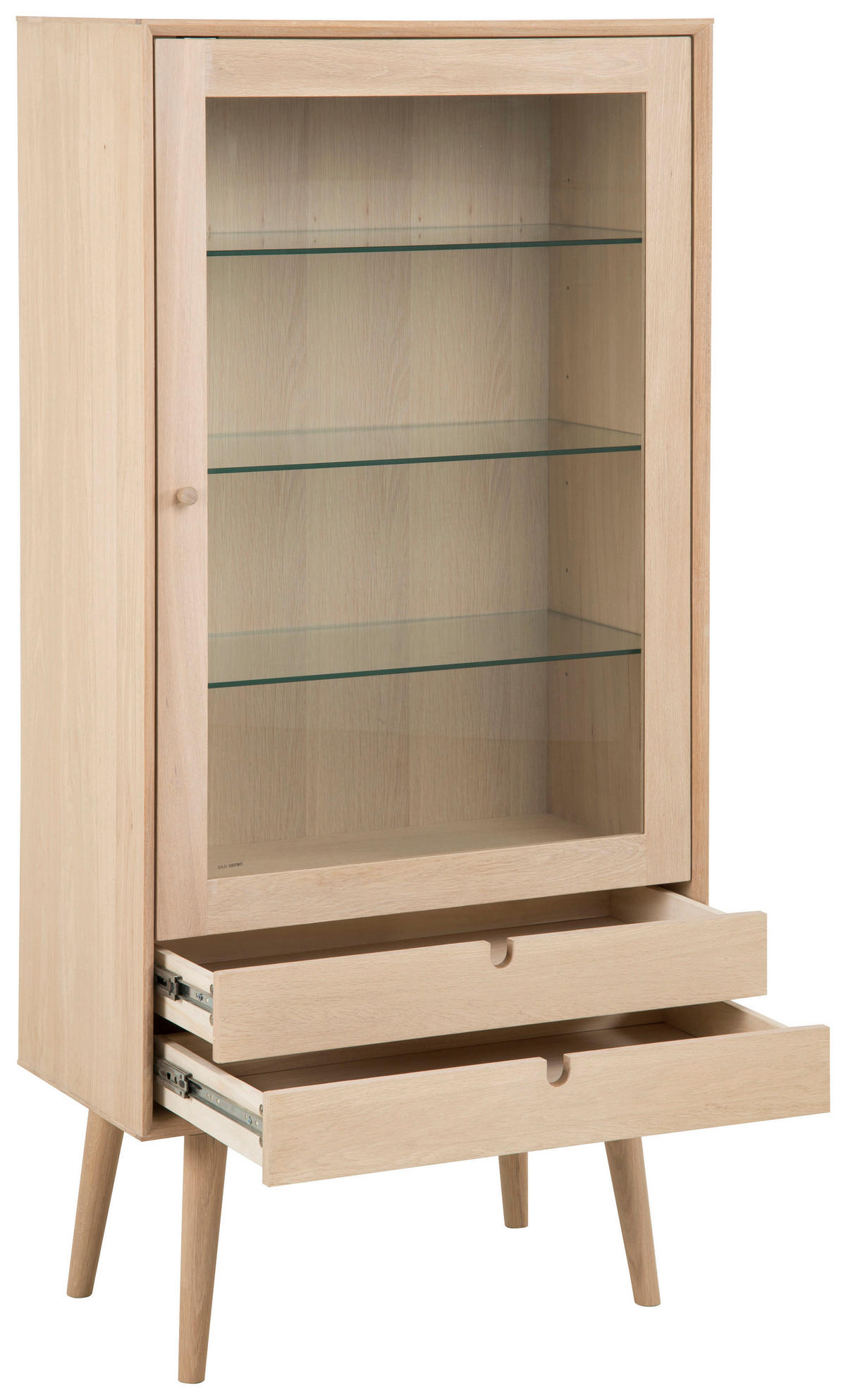 VITRINA, furnirano hrast barve hrasta - barve hrasta, Konvencionalno, steklo/leseni material (72/143,2/36cm) - MID.YOU