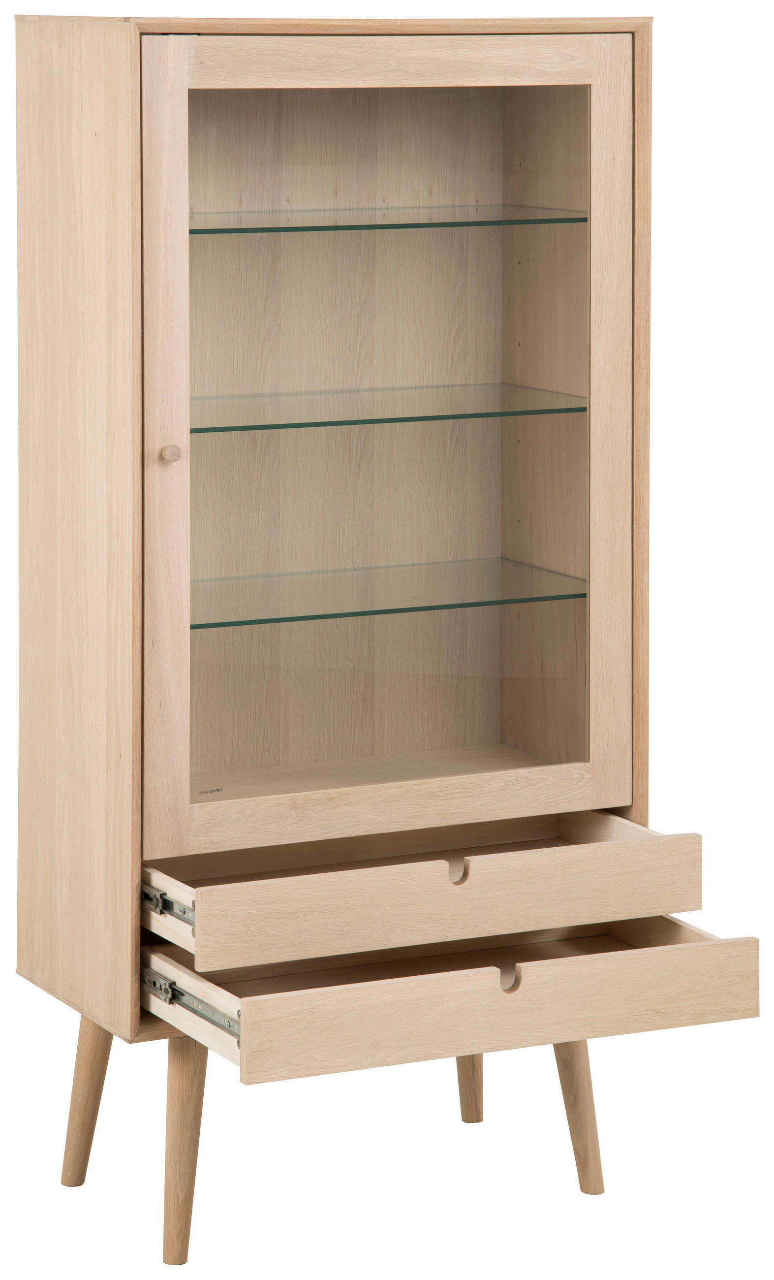 Thumbnail - Vitrine Century, Eiche, Holz, Glas, Holzwerkstoff, Eiche, furniert, 3 Fächer, 2 Schubladen, 72x143.2x36 cm, Beimöbel erh...