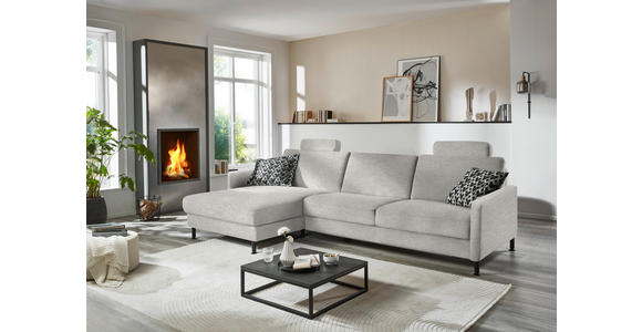 ECKSOFA  in Chenille, Flachgewebe Cappuccino  175/316 cm  - Schwarz/Cappuccino, Design, Textil/Metall (175/316cm) - Dieter Knoll