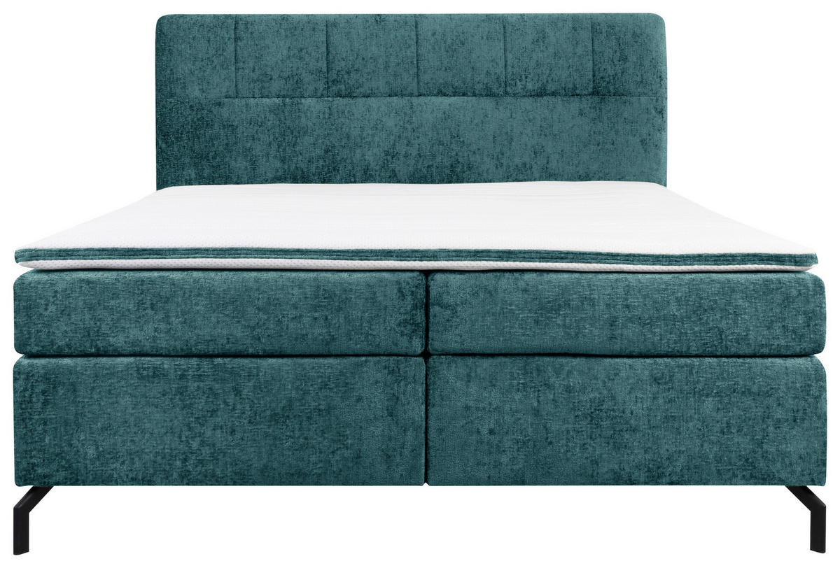 BOXSPRINGBETT 180/200 cm  in Petrol  - Petrol/Schwarz, Design, Textil/Metall (180/200cm) - Esposa