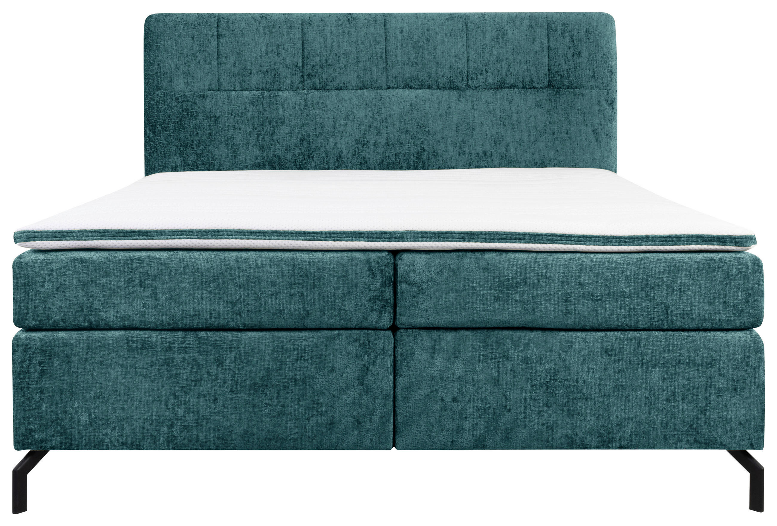 Thumbnail - Esposa Boxspringbett, Petrol, Textil, H2, Höhe ca. 17 cm, 160x200 cm, Stoffauswahl, Topper durchgehend, Matratze in vers...