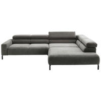 ECKSOFA inkl. Funktion  in Cord Dunkelgrau  314-317/221-224 cm  - Dunkelgrau/Schwarz, MODERN, Textil/Metall (314-317/221-224cm) - Pure Home Lifestyle