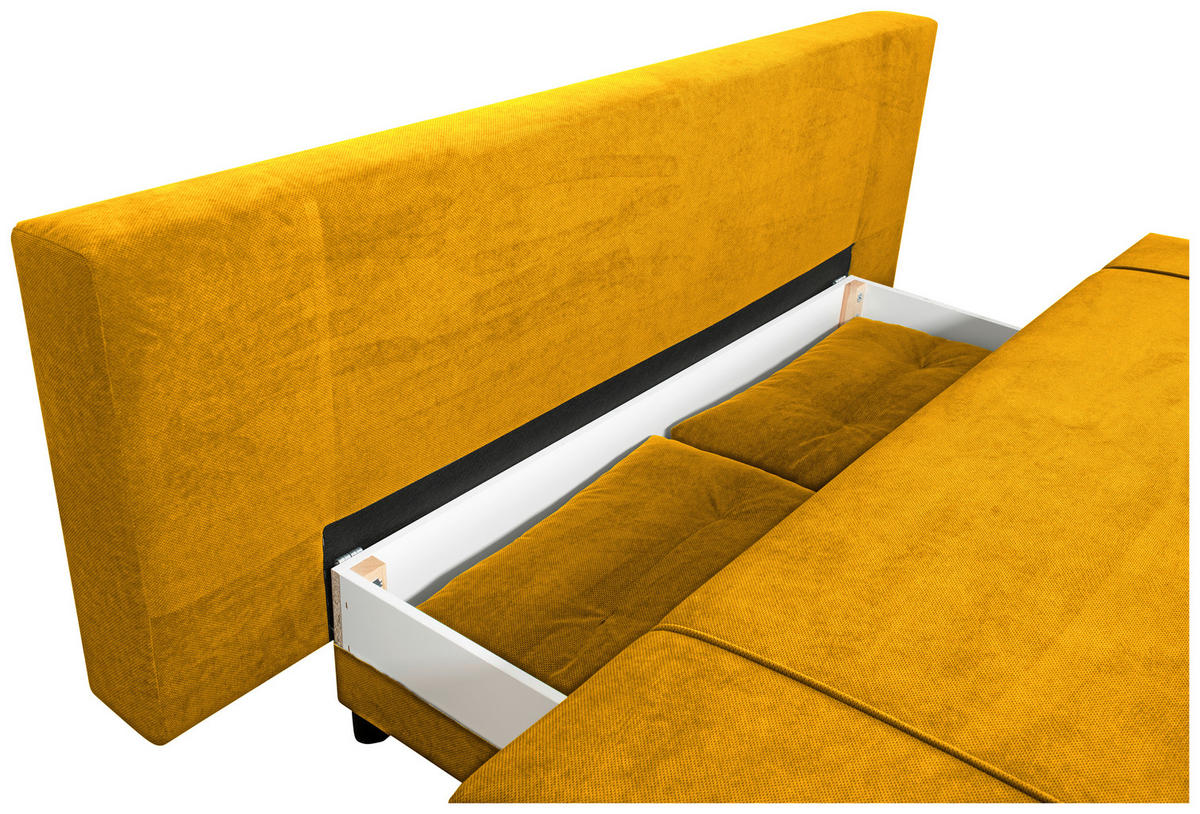 SCHLAFSOFA Webstoff Gelb  - Gelb/Schwarz, KONVENTIONELL, Holz/Kunststoff (199/88/88cm) - Carryhome