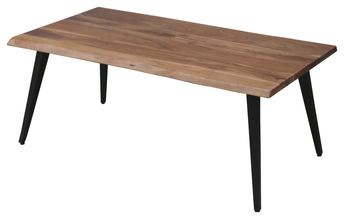 COUCHTISCH Akazie vollmassiv 110/60/45 cm rechteckig Schwarz, Akaziefarben  - Schwarz/Akaziefarben, MODERN, Holz/Metall (110/60/45cm) - MID.YOU