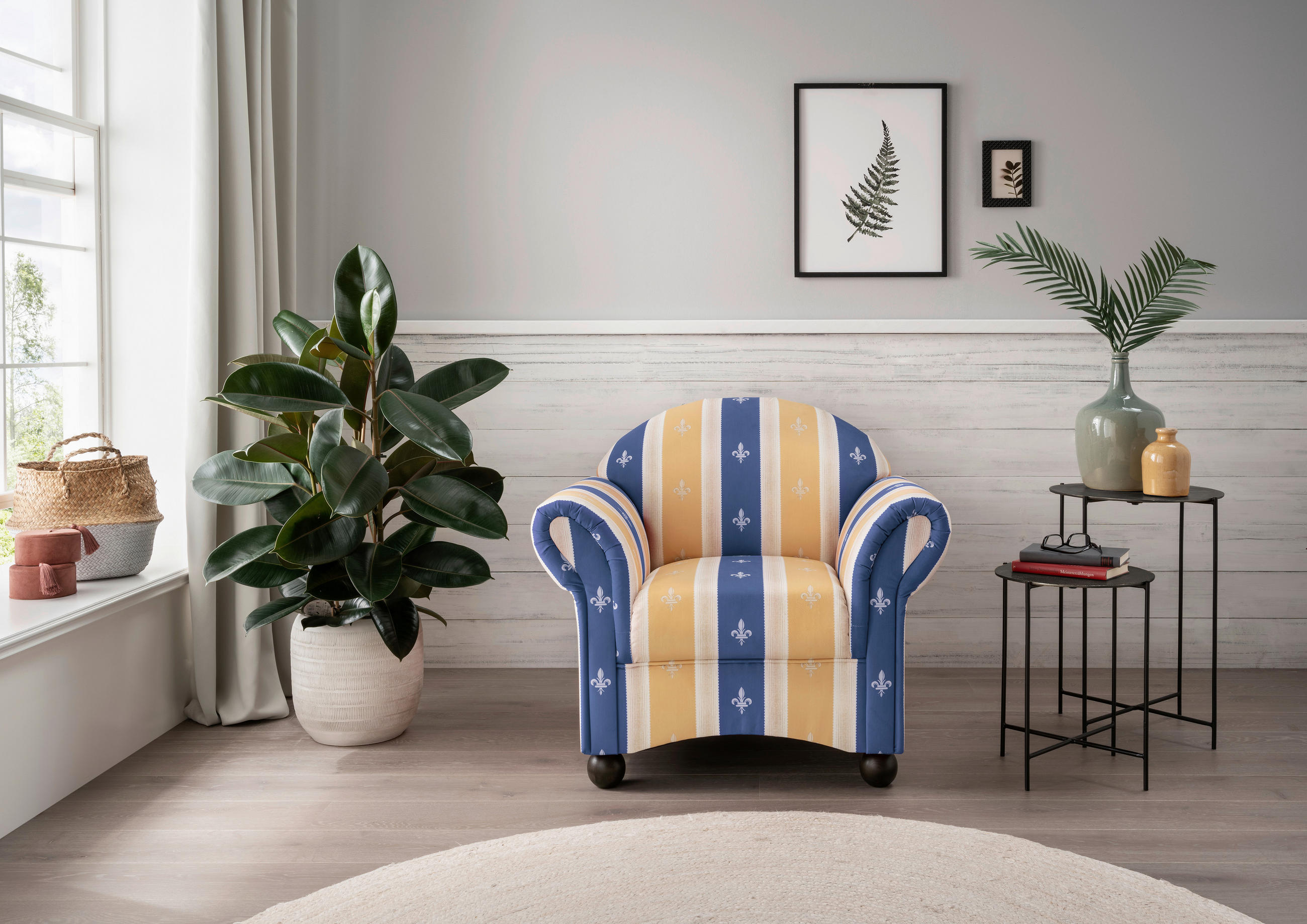 SESSEL in Mikrofaser Blau  - Wengefarben/Blau, Konventionell, Holz/Textil (90/84/80cm) - Livetastic