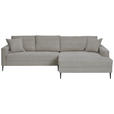 ECKSOFA Hellgrau Cord  - Hellgrau/Schwarz, KONVENTIONELL, Textil/Metall (276/173cm) - Carryhome