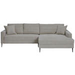 ECKSOFA Hellgrau Cord  - Hellgrau/Schwarz, KONVENTIONELL, Textil/Metall (276/173cm) - Carryhome