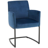 ARMLEHNSTUHL  in Velours  - Blau/Schwarz, Design, Textil/Metall (58/88/61cm) - Joop!
