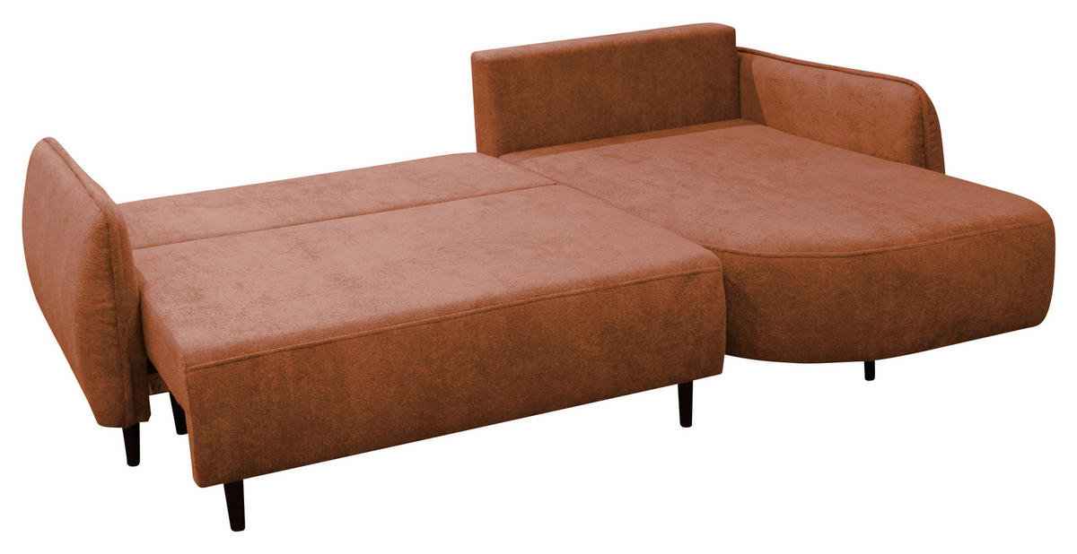 ECKSOFA MURANO Rot Chenille Zierkissen, Rückenkissen, Bettkasten  - Rot/Schwarz, Design, Holz/Textil (242/167cm) - MID.YOU