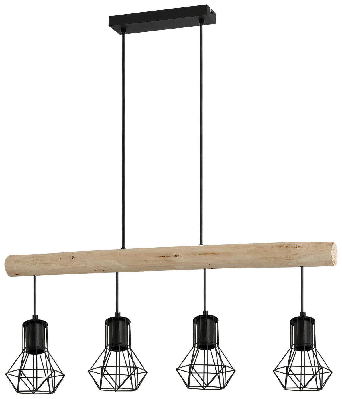 ZÁVĚSNÉ SVÍTIDLO, 100/15/120 cm  - černá/přírodní barvy, Design, kov/dřevo (100/15/120cm) - Novel