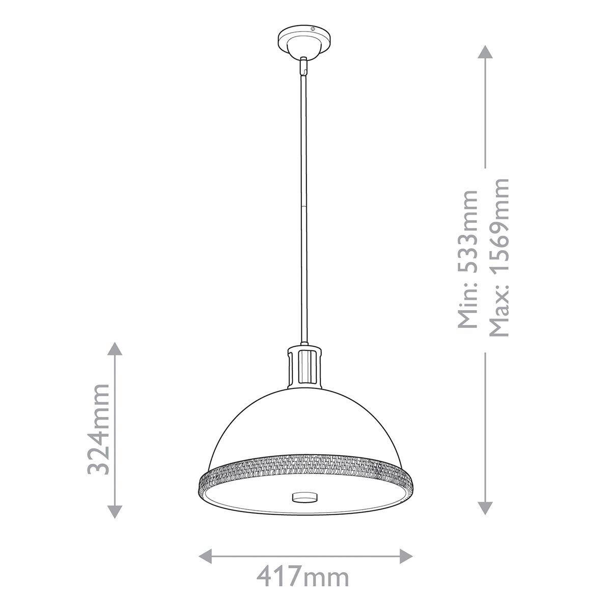 HÄNGELEUCHTE 32,4/41,7 cm  - Messingfarben/Weiß, Natur, Glas/Holz (32,4/41,7cm) - Elstead Lighting