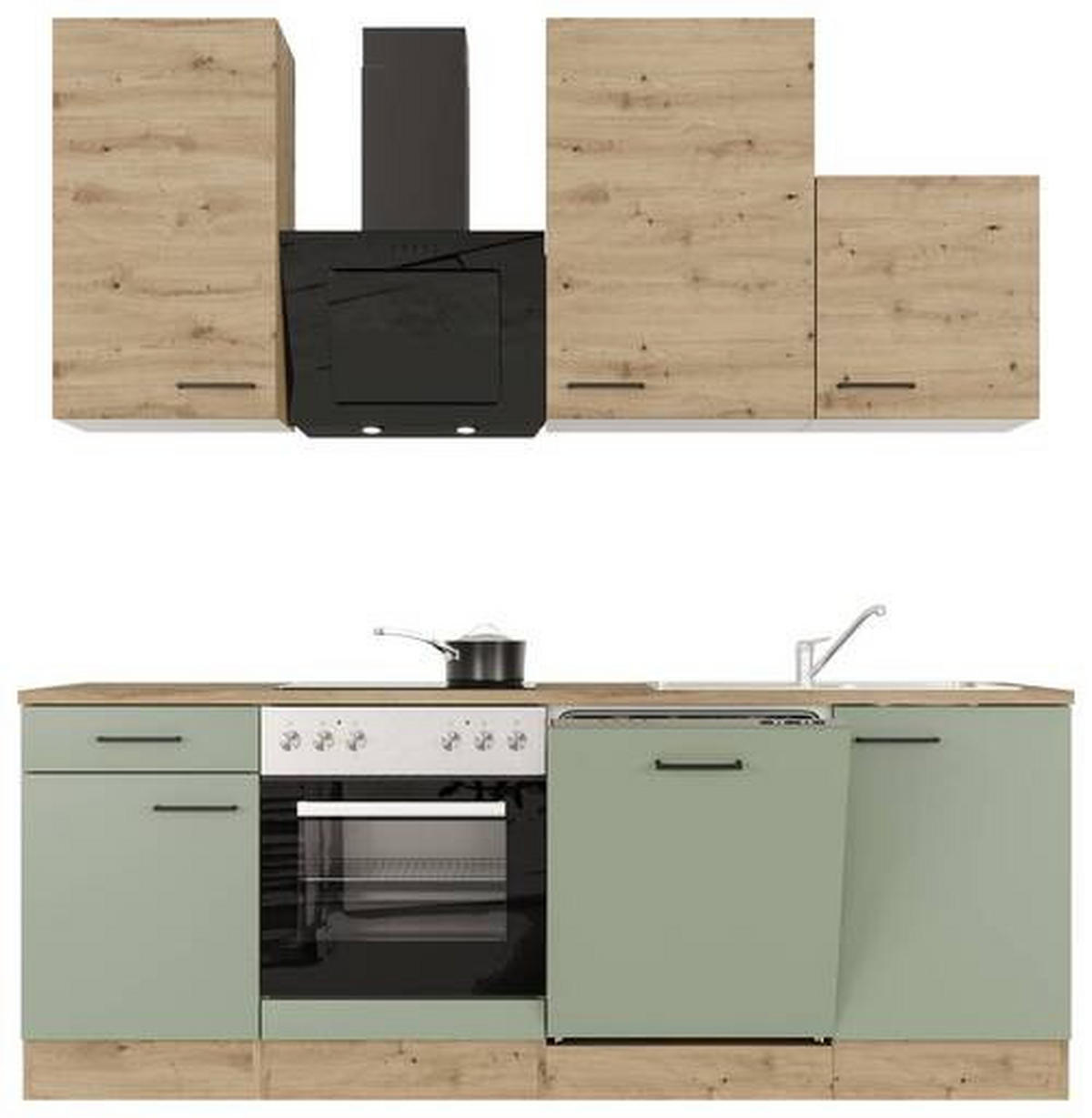 KUCHYNSKÁ LINKA CARA - čierna/zelená, Modern, kov/kompozitné drevo (220cm) - FlexWell