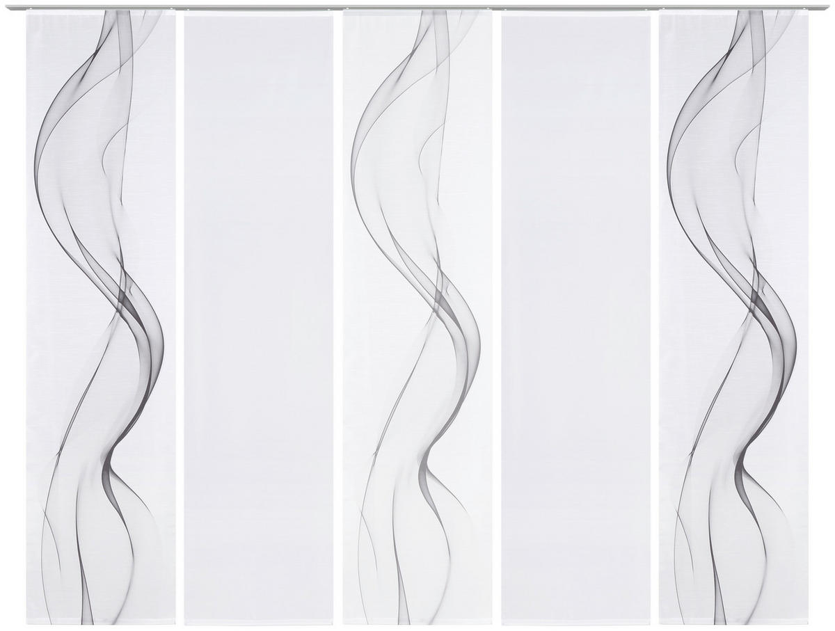 FLÄCHENVORHANG in Grau, Weiß halbtransparent  - Weiß/Grau, Design, Textil (60/245cm) - Novel