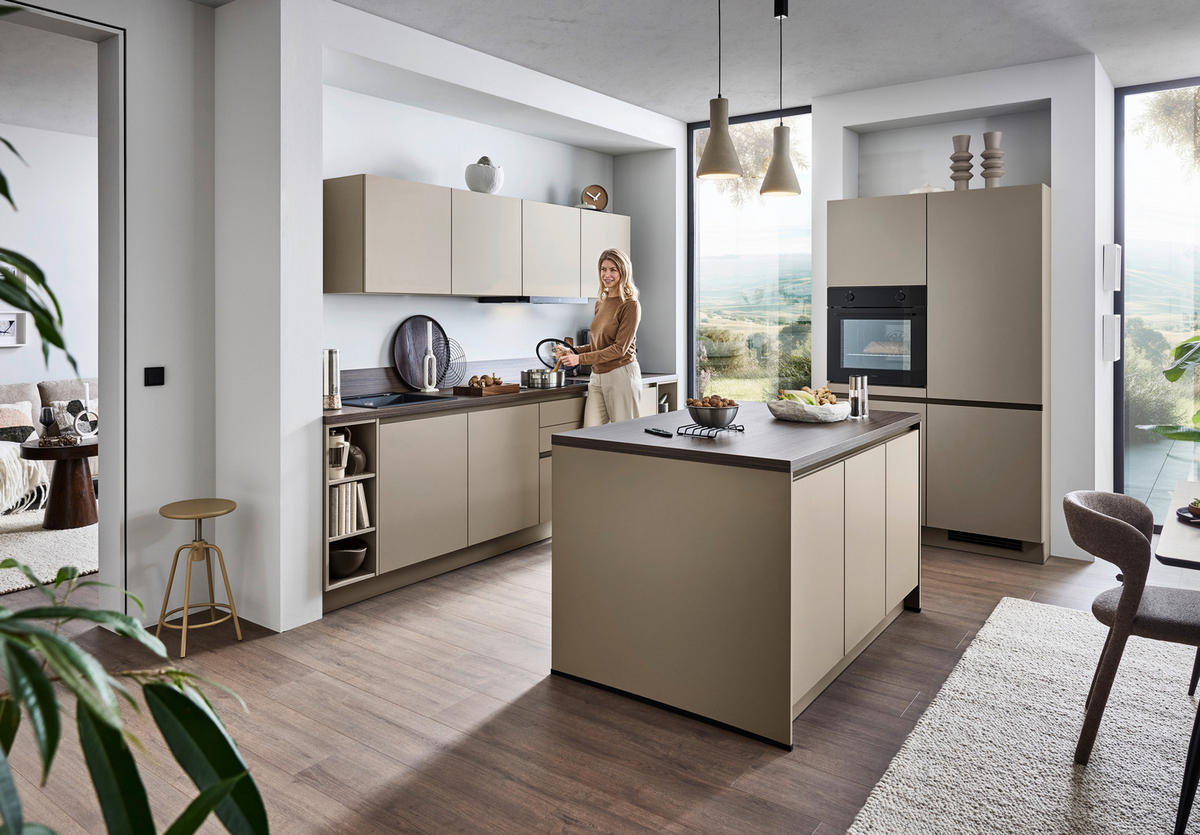 EINBAUKÜCHE   - Creme, KONVENTIONELL, Holzwerkstoff - Welnova