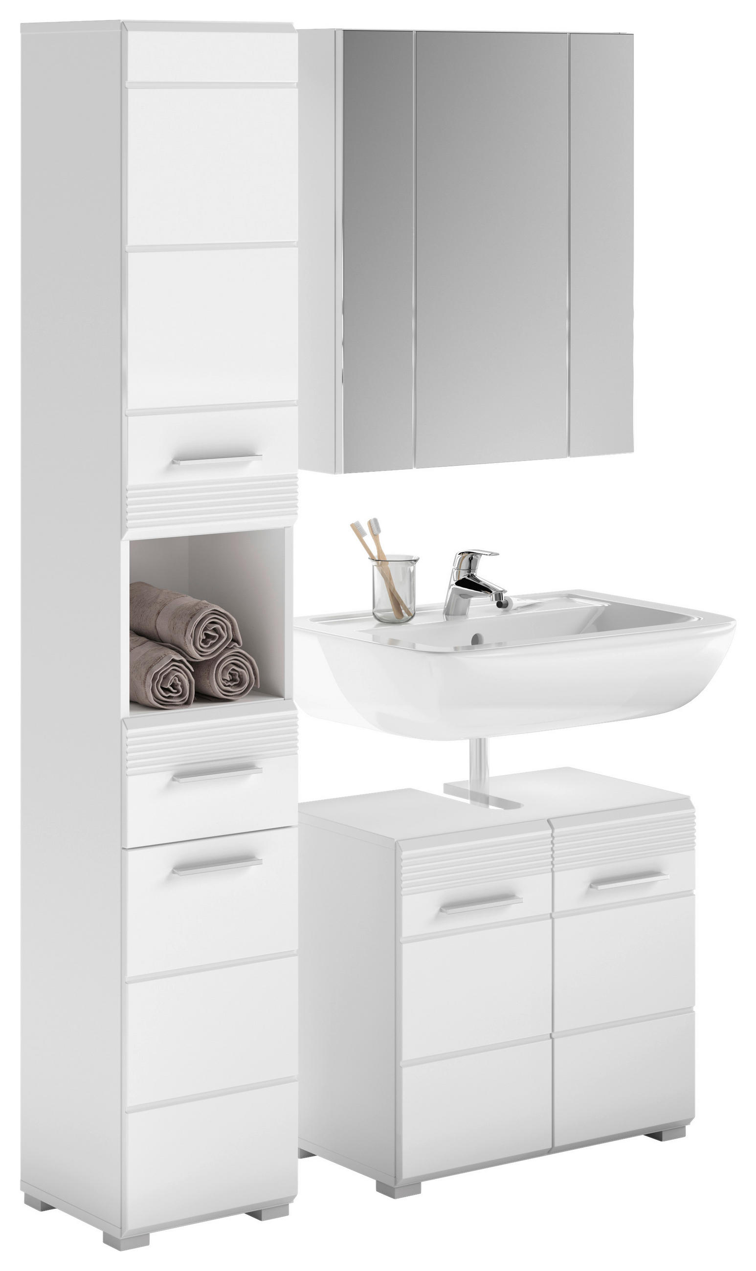 KÚPEĽŇA biela s vysokým leskom  - biela/biela s vysokým leskom, Modern, kompozitné drevo/plast (90cm) - MID.YOU
