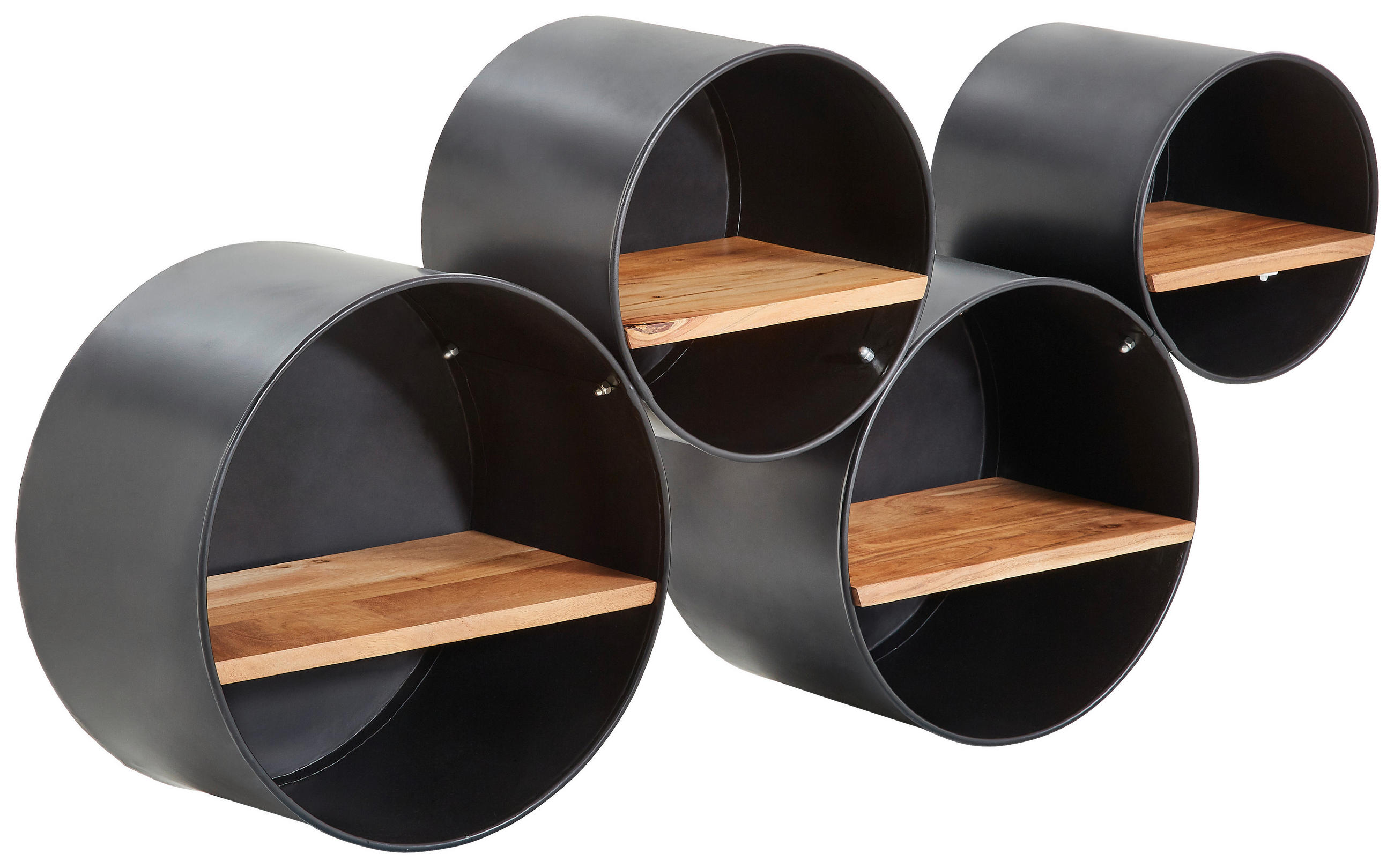 ZIDNA POLICA - prirodna boja/crna, Trendi, drvo/metal (111/40/23cm)