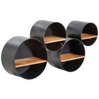 ZIDNA POLICA - prirodna boja/crna, Trendi, drvo/metal (111/40/23cm)