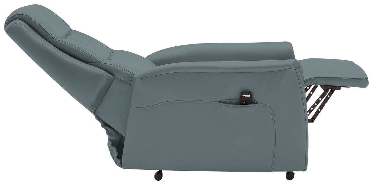 FERNSEHSESSEL Valdera  mit Relaxfunktion, Aufstehhilfe, Rücken echt Echtleder Blaugrau  - Blaugrau/Schwarz, KONVENTIONELL, Leder/Kunststoff (70/107/88cm) - Livetastic