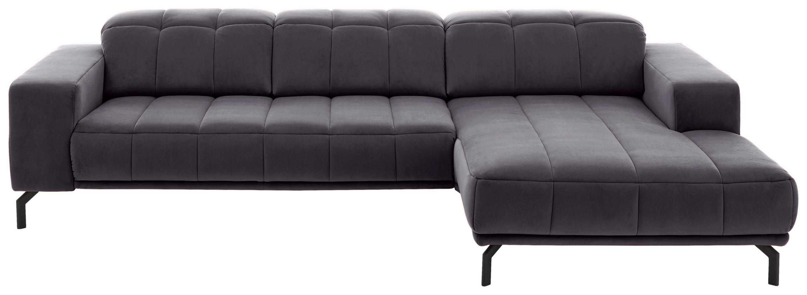 ECKSOFA Anthrazit Velours  - Anthrazit/Schwarz, Design, Textil/Metall (293/195cm) - Beldomo Style