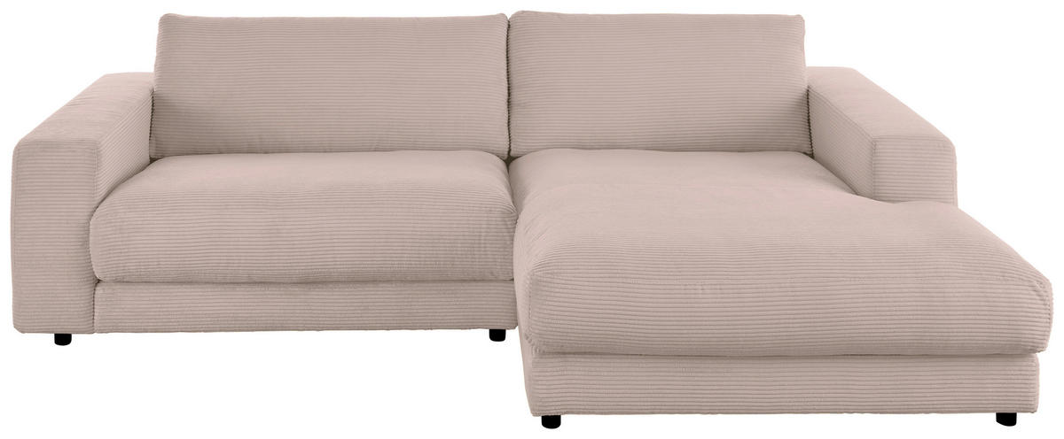 ECKSOFA in Cord Taupe  - Taupe/Schwarz, Design, Kunststoff/Textil (270/190cm) - Lomoco