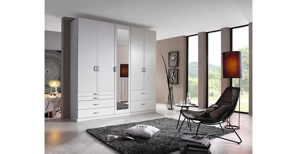 DREHTÜRENSCHRANK  in Weiß  - Alufarben/Weiß, Basics, Glas/Holzwerkstoff (226/210/54cm) - Xora