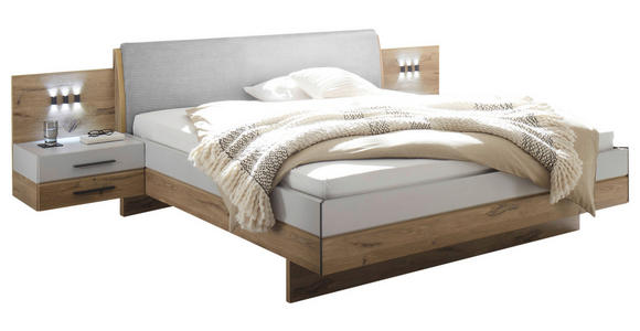 BETTANLAGE 180/200 cm in Eichefarben, Hellgrau - Eichefarben/Hellgrau, MODERN, Holzwerkstoff (180/200cm) - Venda