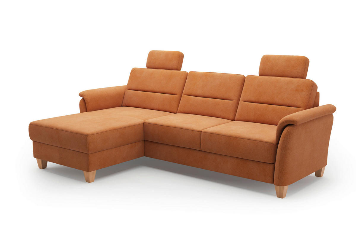 ECKSOFA in Flachgewebe Terracotta  163/244 cm  - Eichefarben/Terracotta, KONVENTIONELL, Holz/Textil (163/244cm) - Sit & More