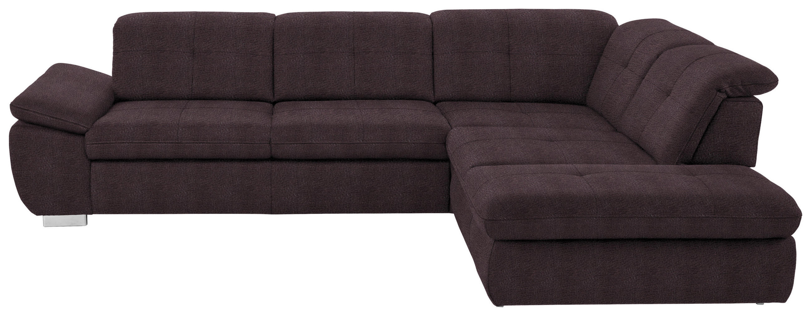 ECKSOFA in Mikrofaser Dunkelbraun  - Dunkelbraun/Silberfarben, Design, Textil/Metall (318/260cm) - Beldomo Speed