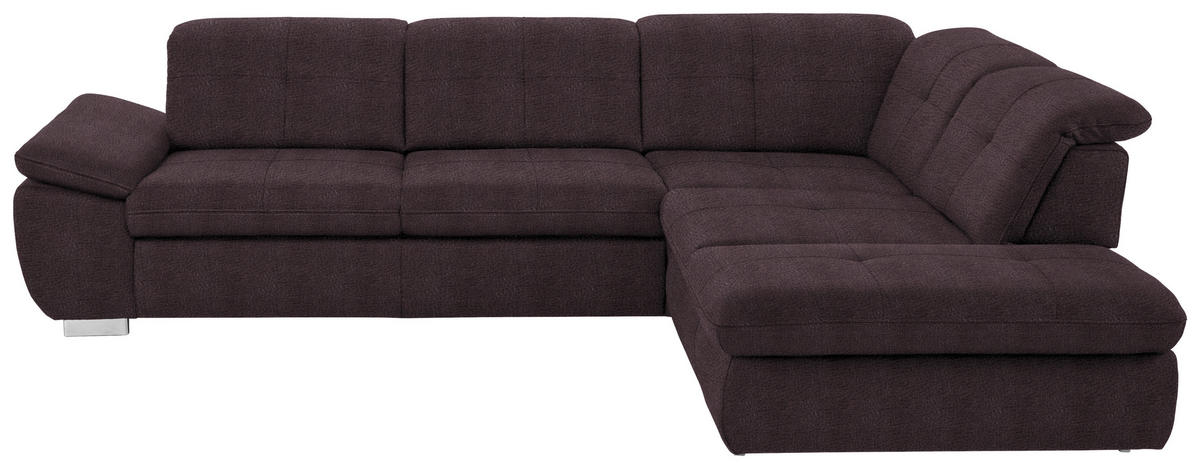ECKSOFA in Mikrofaser Dunkelbraun  318/260 cm  - Dunkelbraun/Silberfarben, Design, Textil/Metall (318/260cm) - Beldomo Speed