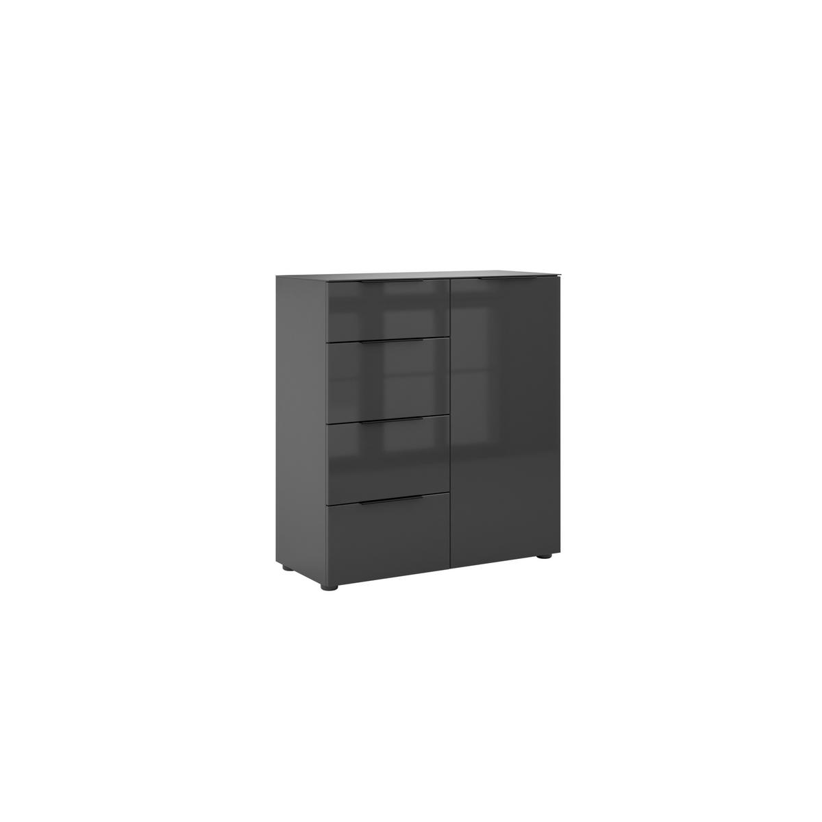 KOMMODE Style  in 90/99/40 cm  - Anthrazit/Anthrazit Hochglanz, Basics, Glas/Holzwerkstoff (90/99/40cm)