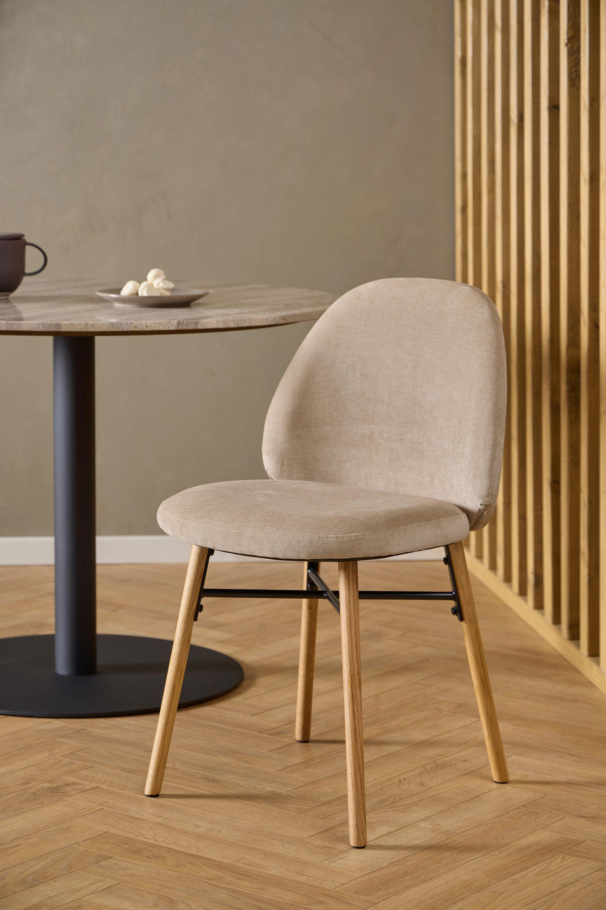 STUHL  in  - Eichefarben/Beige, Design, Holz/Textil (58,5/80/60cm) - MID.YOU